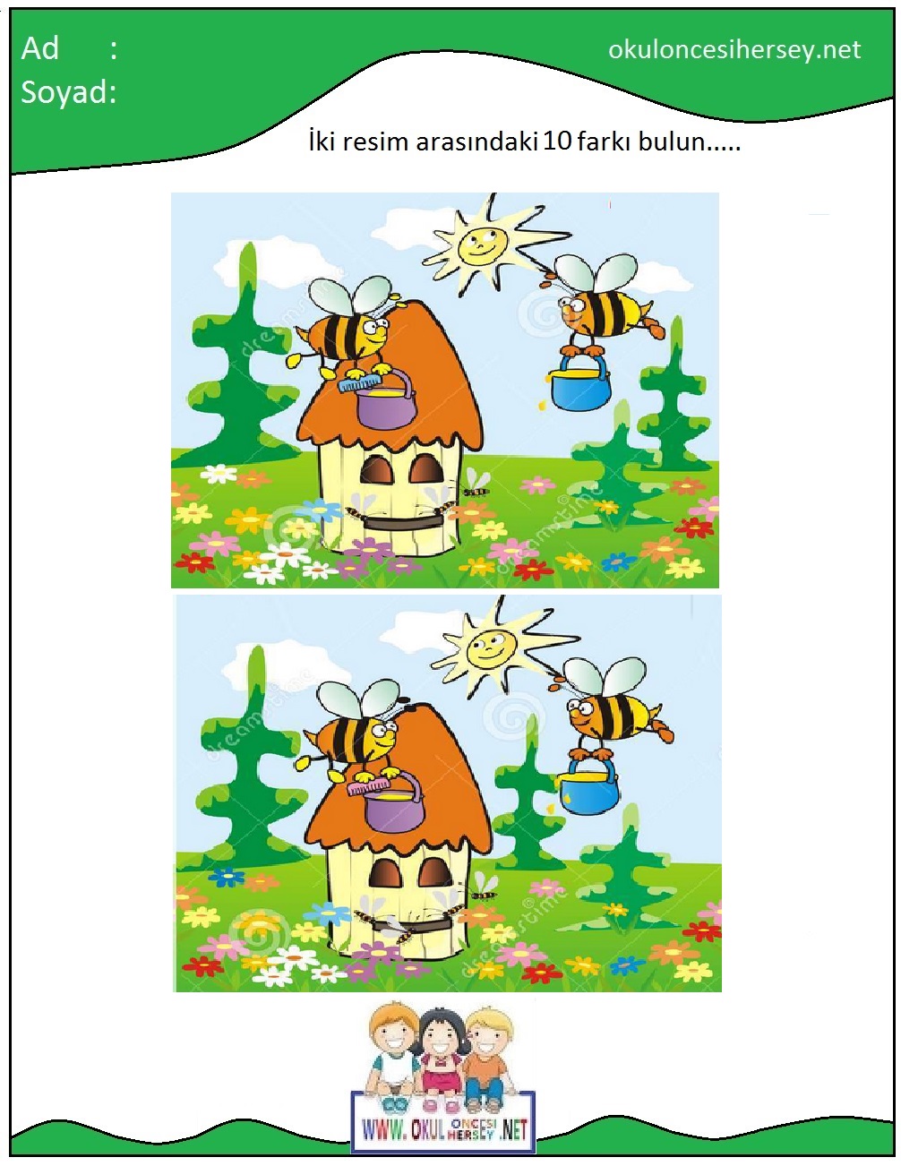 okul öncesi İki Resim Arasındaki Farkı Bul